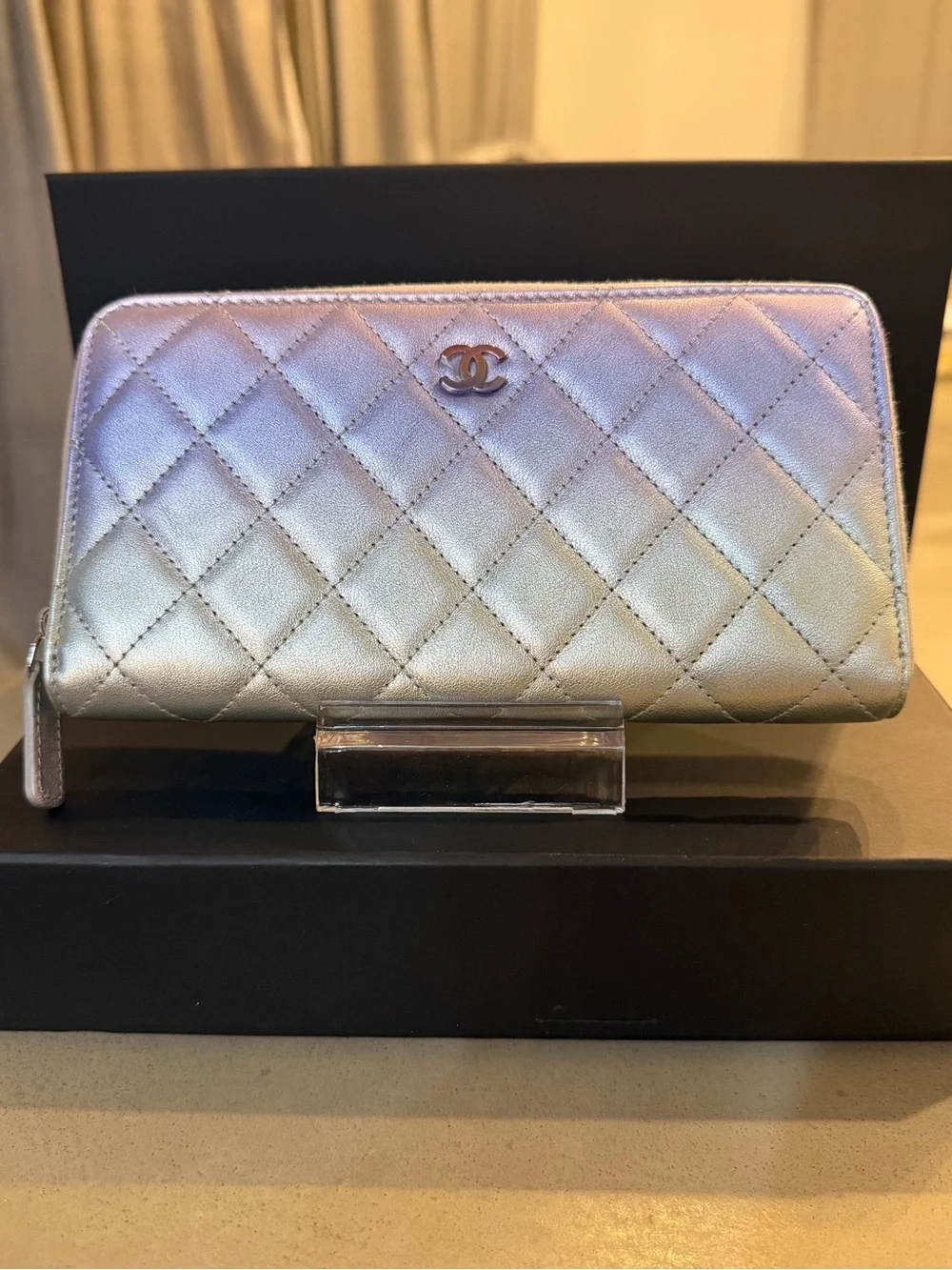 CHANEL | ✨NEW✨ Ombré Gradient Iridescent Quilted Zip Around Long Wallet